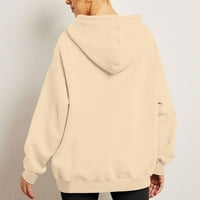 Vivianyo HD zimski kaputi jakne za žene čišćenje Ženske casual boje dugih rukava sa zatvaračem pulover s kapuljačom s džepnim bljeskalicama, bež