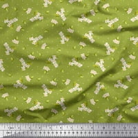 Soimoi žuta pamučna kambrska tkanina točka, lišće i bijeli cvjetni cvjetni tiskani tkaninski dvorište