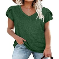 Majica kratkih rukava za žene seksi V izrez Tunika vrhovi majice ljetna labava bluza za majicu Dnevno trošenje