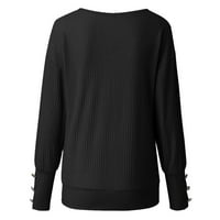 Dukseri za žene Trendy Pure Color V-Leader gumb pletene jesen i zimski topli džemper za bluzu