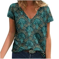 Ženske majice, Žene Ljeto tiskanje Majica kratkih rukava Casual Tunic Tops bluza T majice za žene Womans