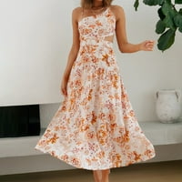 FINELYLOVE visoke male haljine casual haljina od tiskane haljine bez rukava narančasta