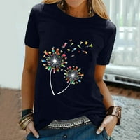 Ženska majica Casual Pismo Ispis kratkih rukava O-izrez Labavi majica bluza vrhovi ženskih majica
