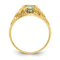 Čvrsta 14k žuto zlato 7x ovalni simulirani plavi topaz prsten