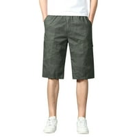 Hanxiulin muški modni casual solid u boji za više džepa kopča na otvorenom kratke hlače