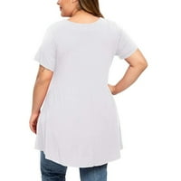 Žene ljetne vrhove Crew Crt Crt Solid bluza Casual ženska majica kratki rukav bijeli 2xl