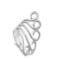 Visoka poljska Swirl simulirala je zabavni prsten Abalone Design. Sterling Silver Band nakit ženske