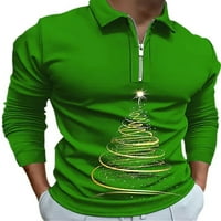 Avamo muški božićni vrhovi bluza s dugim rukavima s prednjim zatvaračem Xmas Polo majica putne klasične
