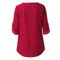 Košulje za žene Loase Fit Graphic Trendy Polka Dot rukava za bluzu na vrhu Dame uredski rad V izrez