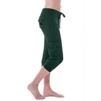 Dianli ženske hlače ravne trendi ženske vježbanje Stretch Elastic nacrtavanje tereta prevelika prevelika joga teretana udobna čvrsta kapriza visoka pantalona za struku zelene s