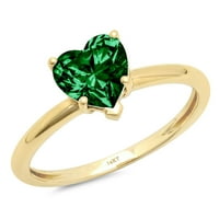 2.0ct Heart Cut dragocjeni dragulj zeleni simulirani emerald pravi 18k žuto zlato robotski laserski