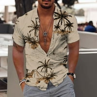 Odeerbi Havajska majica za muškarce Grafičke majice na plaži Modni casual tipke Obavijesti bluzu kratkih rukava Khaki