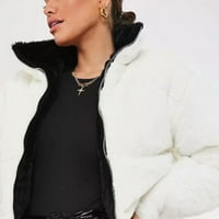 CAICJ zimski jakne za žene, žene zimski džepovi dugih rukava, ženski zimski puffer flaffy kaput zimski jakne za žene crne, s