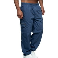 Muške hlače za teretne hlače Ravne ležerne dukseve labave fit jogger hlače elastične pantalone za izvlačenje struka sa džepovima