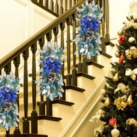 Božićni božićni božićni swag s bobica ukrašenim božićnim stubištem vijeiko sa LED svjetlima u prednje