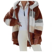 Hanzidakd ženska jakna kaputi zimski rukav od poliestera s dugim rukavima plus veličina plaćena jakna kaputa smeđu l