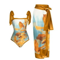 JSAierl One kupaći odjevanje za žene plus veličine slatkog oblikovanja od kupaćeg kostimi kupaći kostimi i šifon pokrivaju set maxi suknja