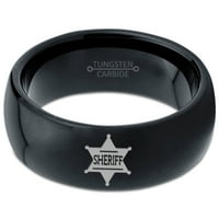 Volfram šerif zamenik autoriy greben badge band prsten za muškarce žene udobnost fit crna kupola polirana