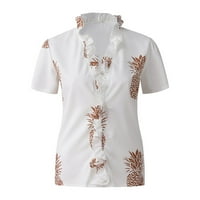 Sayhi V-izrez Dressy Print Top Casual Summer Rukav Solid majica Rublice kratke ženske ženske kratke