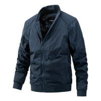 Gasue Muške zimske jakne Vintage zipper fit reverzibilni kaputi Dugi rukav Solid Boja Poslovna radna