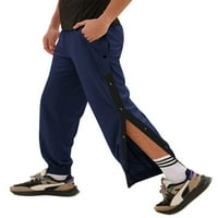 Glookwis Men Split Sport Pant elastične manžetne pantalone labave ležerne salona ravno bočni gumbi Duksevi