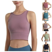 Ženski okrugli vrat Vrhovi Sportska fitness Uklopna joga odjeća Vest visoke elastične trbušne vuče Solid