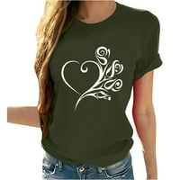 Dyegold Heart Thirts Majice za žene Slatke grafičke tee smiješne ljetne casual labavi okrugli vratovi