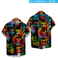 Bextsrack Boys & Muškarci Havajske košulje Cat Print Casual Shortsleeve Ispiši gumb na havajskoj majici