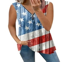 Abtel Ladies T majice bez rukava, patriotske ljetne top žene udoban odmor u pulover u stilu-j 3xl
