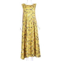 Sayhi size Long Maxi cvjetni vintage bez rukava za monte O-izrez boemska haljina plus ženska haljina