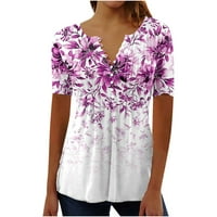 Xihbxyly plus majica za žene za žene, žensko ljeto plus veličina casual gradijentna boja vrhunska majica