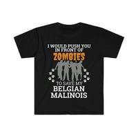 Gurajte vas ispred zombija Sačuvaj Belgian Malinois unise majicu S-3XL