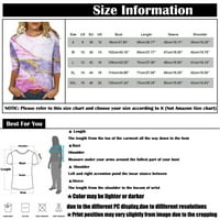 Košulje od rukava za žene za žene Mramorni ispis labavi fit casual ljetni vrhovi vrat dame tri četvrtine