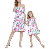 Aoujea Ljetna haljina za žene plus veličine Majka i kćer Ženska rubf cvjetna print haljina Porodična odjeća