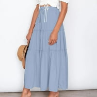 Cleance Trendy Women Ljeto Visoko struk Čvrsti klasični povremeni linij rufffle duga suknja