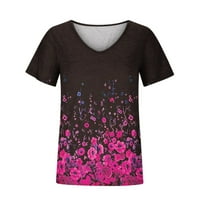 Drindf ljetna casual bluza za žene Trendy V izrez TUNIC košulje Labavi fit cvjetni tisak kratkih rukava Tee