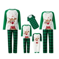 Božićne pidžame za porodicu, podudaranje porodičnih božićnih PJS setovi zelenog elk tiskanog gornjeg