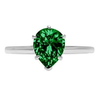 1.0ct Pear Cut dragocjena dragulje zelena simulirana emerald pravi 18k bijeli zlatni robotski laserski graviranje vječno jedinstvena umjetnost deco izjava godišnjica angažmana vjenčanog pasijanskog prstena veličine 4,75