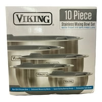 Viking 10-komadni mešanje od nehrđajućeg čelika, priprema i posluživanje posude za zdjelu - siva