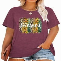 Majice sa suncokretom ANBECH Sunflower Plus za žene Grafički leopard Blaženi suncokret Print Prevelici