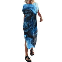 Ženska ljetna majica Maxi haljina Batwing rukav Crewneck casual labave prorezne haljine s dugim plažom