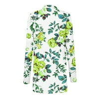 Kardigani za žene, modne cvjetne jakne s dugim rukavima Top ženske lagane kardigan zelene veličine 2xl