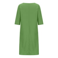 Safuny ženska dužina koljena pamučna haljina čišćenje čvrstog V izrez zimska jesenska haljina dugih rukava elegantna casual comfy modni odmor zeleni xxxxxl