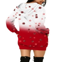 Ženske božićne dukseve Haljina dugih rukava s kapuljačom tunika dukserice džepova Pulover Jumper Plus veličina