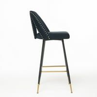Cfowner 28 Moderni baršunasti tapecirani stolica za stolice od 2, bar stolice sa metalnim nogama, gumb