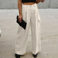 Dianli Womens Hlače s malim strukom teretna hlače za žene sa džepovima Ženska rublja Zip pantalone čiste boje casual hlače šire pantalone za noge u prodaji