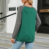 Borniu ženski vrhovi, ženske ležerne modne pulover Soild udoban dugi rukav bluza za bluzu za obrnute