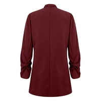 Pamučni platneni blejzer za žene lagani bluže dugih rukava labavi poslovni casual jakne