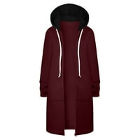 Teški zimski kaputi za žensku haubicu runo dugi ručki džep s dugim bojama Jedan jesen Zip Velvet plus veličine Duks džemper 2xl