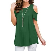 Ženski bluze okrugli izrez Čvrsti bluza Seksi ženske plus ljetne majice kratkih rukava Green XXXL